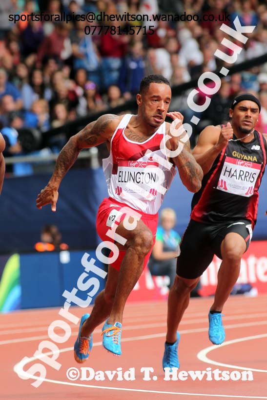 James Ellington (England) 200 metres semi-final at the Commonwealth Games, Glasgow. Photo: David T. Hewitson/Sports for All Pics
